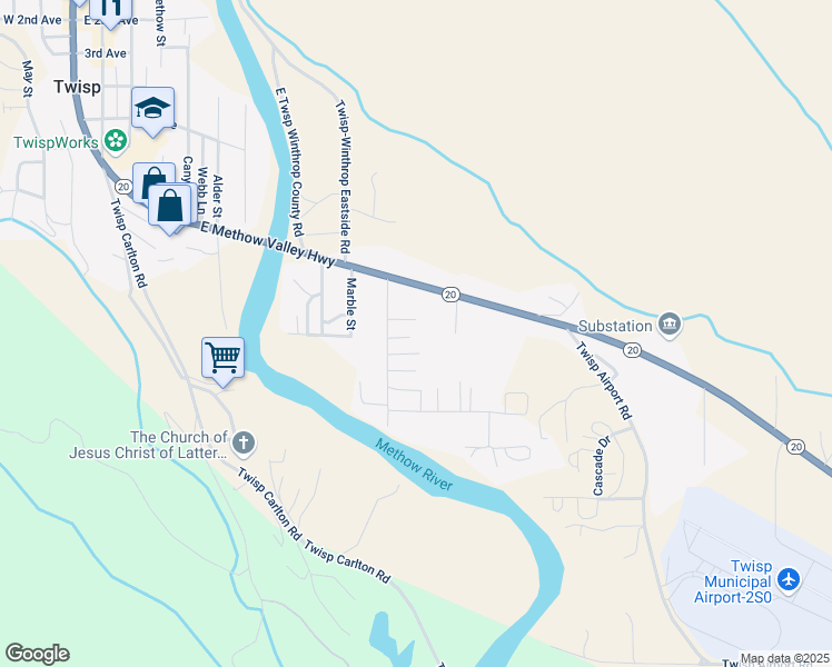 map of restaurants, bars, coffee shops, grocery stores, and more near 914 Burton Street in Twisp