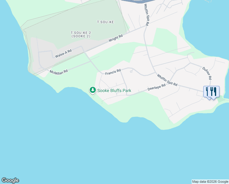 map of restaurants, bars, coffee shops, grocery stores, and more near 7205 Austins Place in Sooke