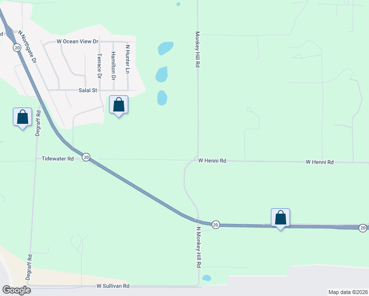 map of restaurants, bars, coffee shops, grocery stores, and more near 443-699 West Henni Road in Oak Harbor