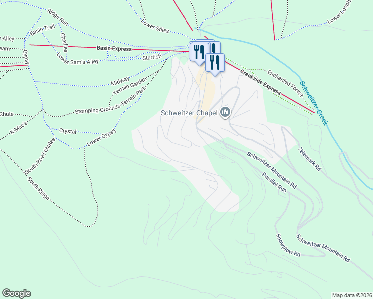 map of restaurants, bars, coffee shops, grocery stores, and more near 357 Road Crystal Springs in Sandpoint