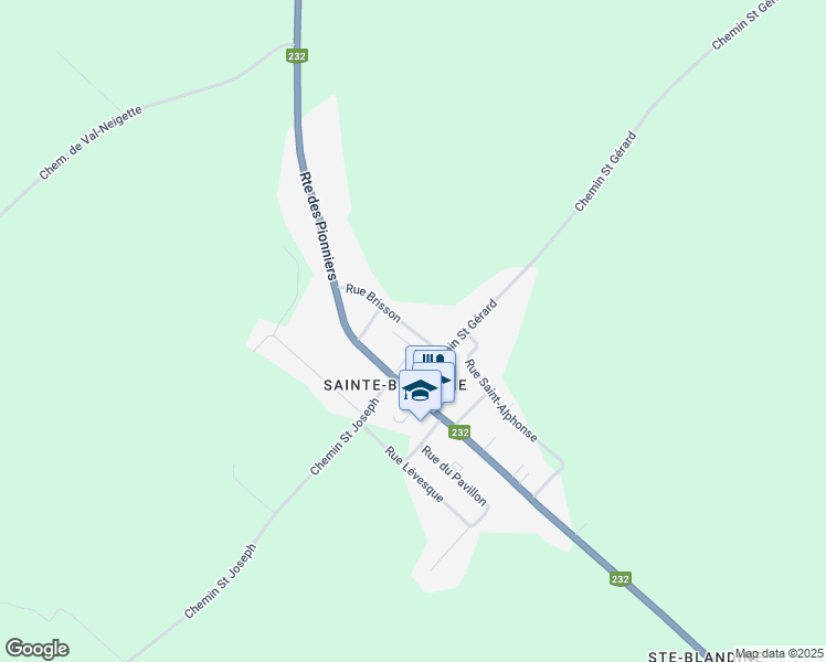 map of restaurants, bars, coffee shops, grocery stores, and more near 36 Rue Brisson in Rimouski