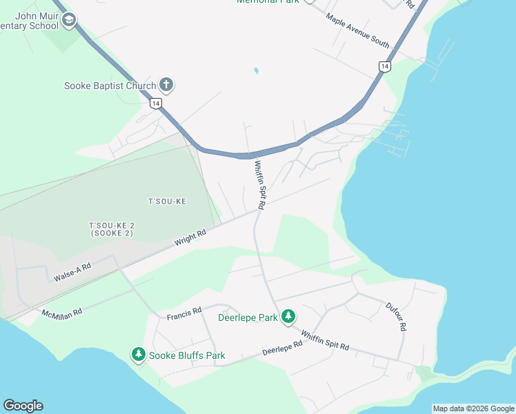 map of restaurants, bars, coffee shops, grocery stores, and more near 1740 Whiffin Spit Road in Sooke