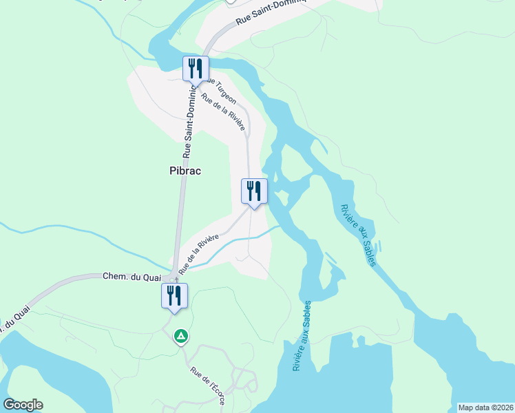 map of restaurants, bars, coffee shops, grocery stores, and more near 3307 Rue du Barrage in Saguenay