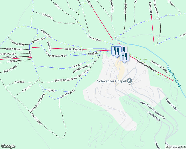 map of restaurants, bars, coffee shops, grocery stores, and more near 126 Chutes Lane in Sandpoint