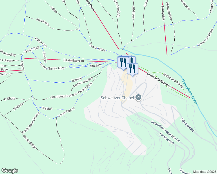 map of restaurants, bars, coffee shops, grocery stores, and more near 126 Chutes Lane in Sandpoint