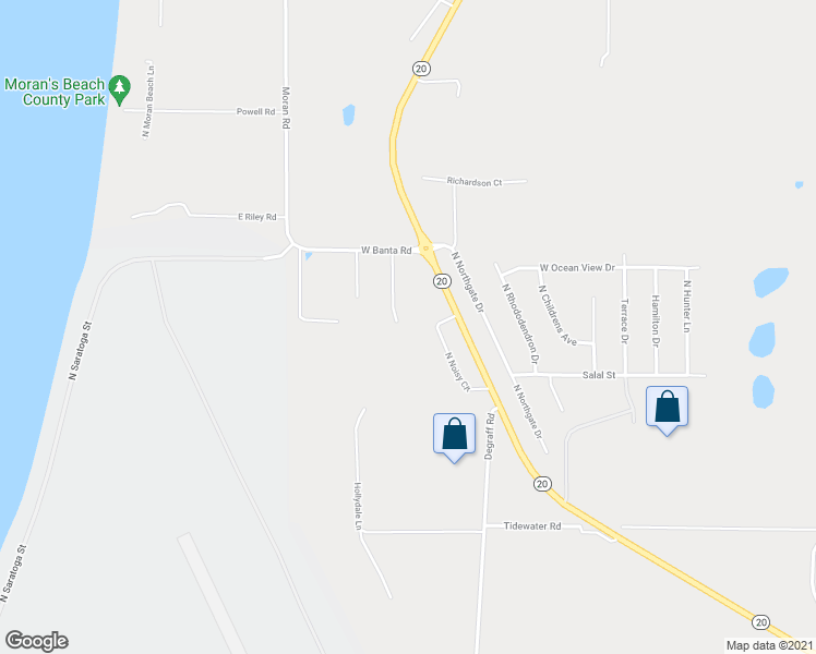 map of restaurants, bars, coffee shops, grocery stores, and more near 727 West Banta Road in Oak Harbor