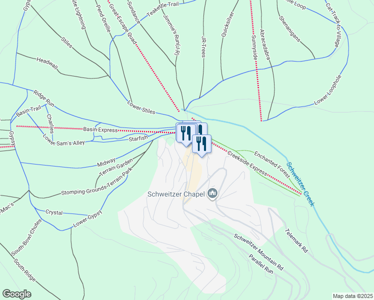 map of restaurants, bars, coffee shops, grocery stores, and more near 10000 Schweitzer Mountain Road in Sandpoint