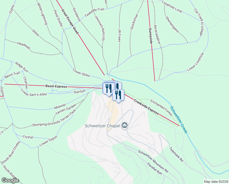 map of restaurants, bars, coffee shops, grocery stores, and more near 101B Village Lane in Sandpoint