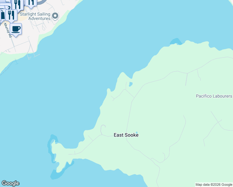 map of restaurants, bars, coffee shops, grocery stores, and more near 6524 Thornett Road in Sooke