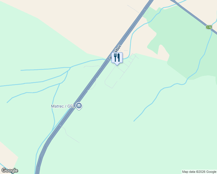 map of restaurants, bars, coffee shops, grocery stores, and more near 3160 Rue des Golfeurs in Saguenay