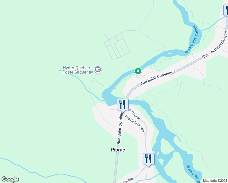 map of restaurants, bars, coffee shops, grocery stores, and more near 3360 Rue Saint-Dominique in Saguenay