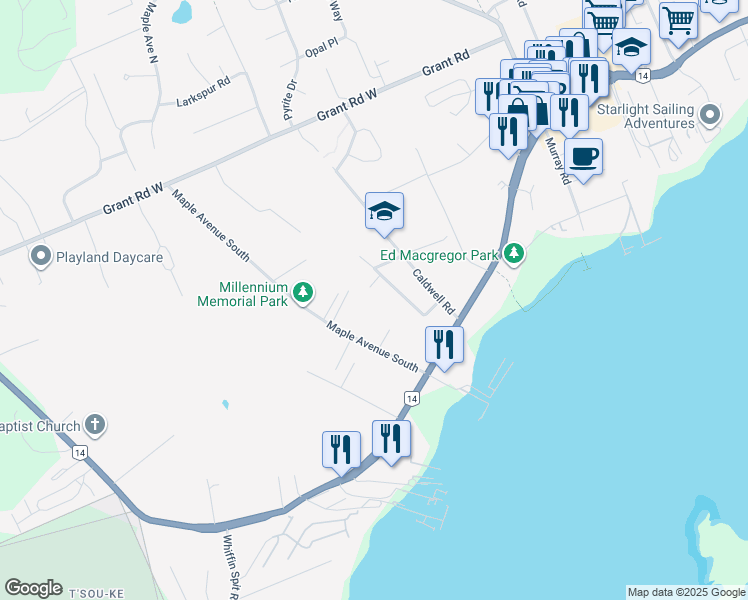 map of restaurants, bars, coffee shops, grocery stores, and more near 6881 Galaxie Drive in Sooke