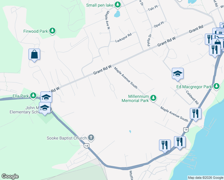 map of restaurants, bars, coffee shops, grocery stores, and more near in Sooke