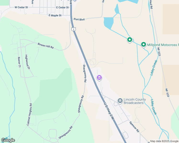 map of restaurants, bars, coffee shops, grocery stores, and more near 33891-34067 U.S. Highway 2 West in Libby