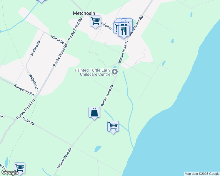 map of restaurants, bars, coffee shops, grocery stores, and more near 4556 William Head Road in Victoria