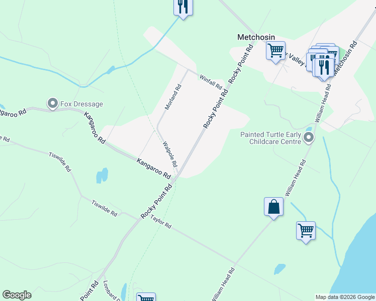 map of restaurants, bars, coffee shops, grocery stores, and more near 4617 Rocky Point Road in Victoria