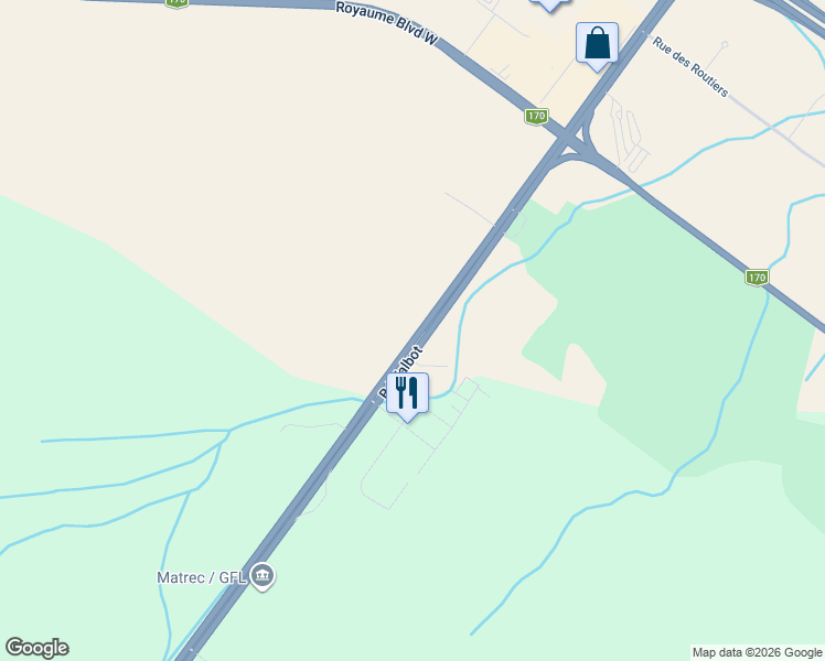 map of restaurants, bars, coffee shops, grocery stores, and more near 2848 Boulevard Talbot in Saguenay