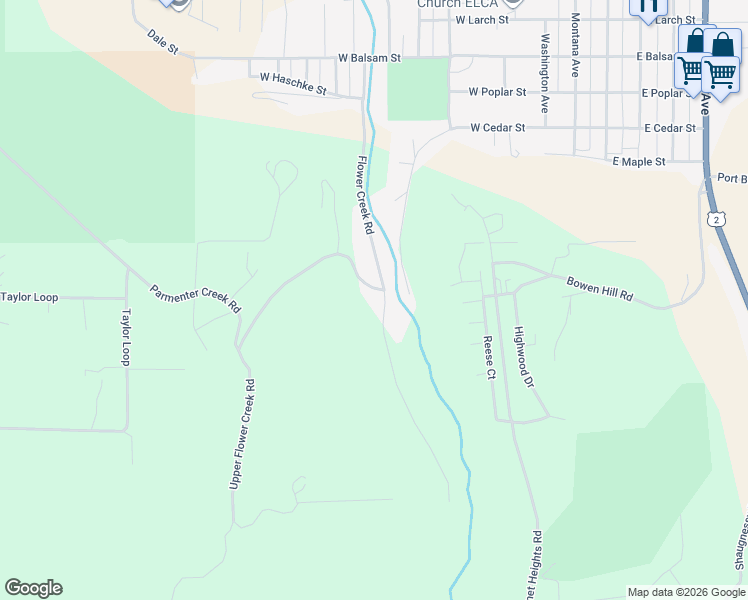 map of restaurants, bars, coffee shops, grocery stores, and more near 368 Parmenter Creek Road in Libby