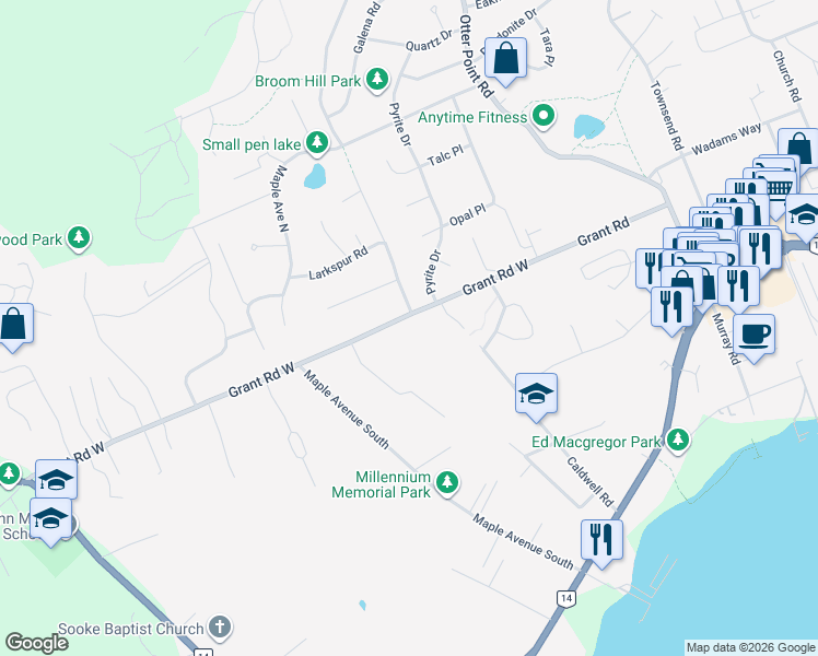 map of restaurants, bars, coffee shops, grocery stores, and more near in Sooke