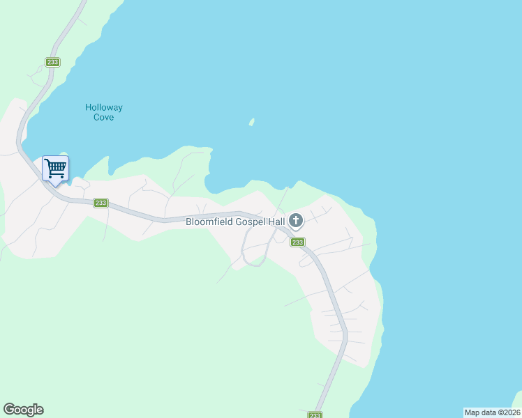 map of restaurants, bars, coffee shops, grocery stores, and more near Highway 233 in Bunyan's Cove