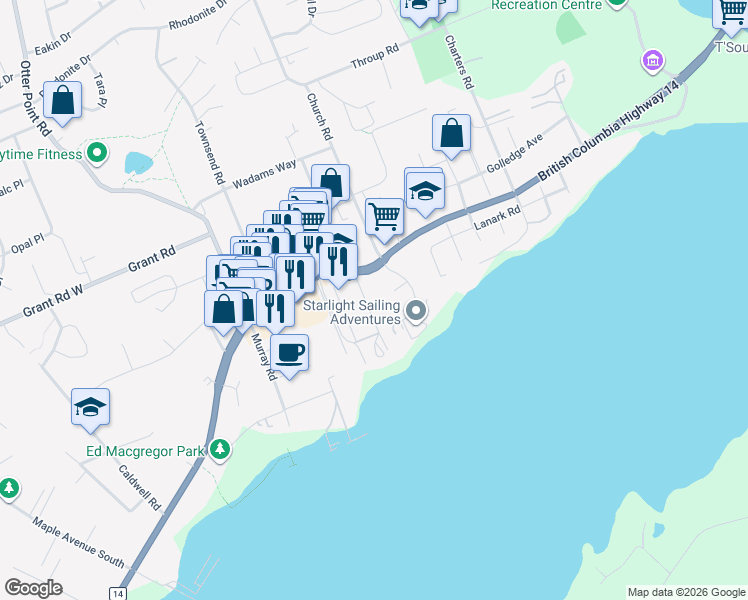 map of restaurants, bars, coffee shops, grocery stores, and more near 6613 Sooke Road in Sooke