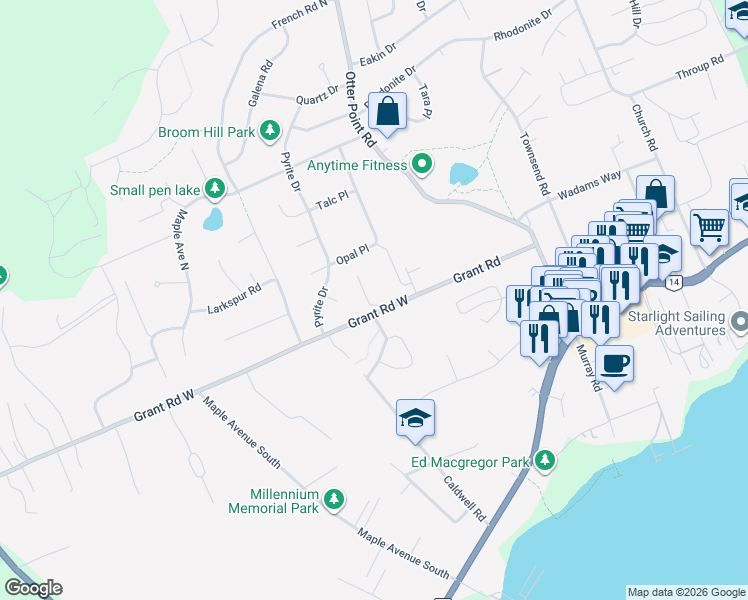 map of restaurants, bars, coffee shops, grocery stores, and more near 6838 Grant Road West in Sooke