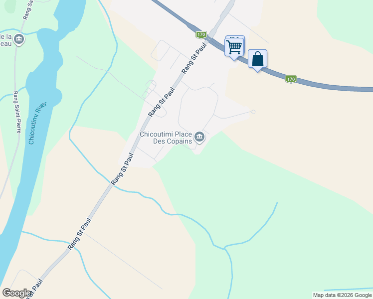 map of restaurants, bars, coffee shops, grocery stores, and more near 1280 Rue des Hauts-Bois in Saguenay