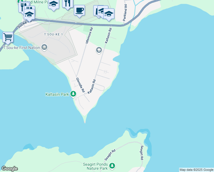 map of restaurants, bars, coffee shops, grocery stores, and more near 1959 Kaltasin Road in Sooke