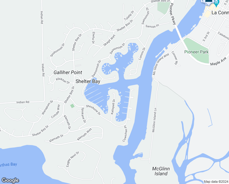 map of restaurants, bars, coffee shops, grocery stores, and more near 862 Kalispell Drive in La Conner
