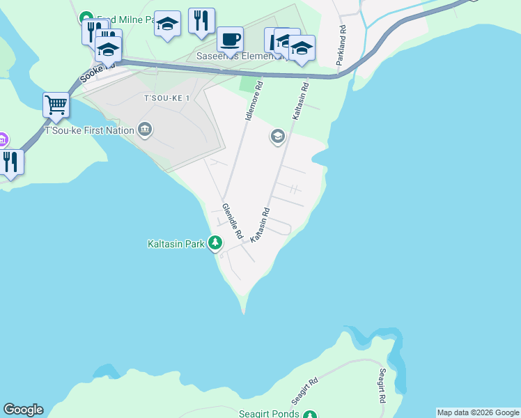 map of restaurants, bars, coffee shops, grocery stores, and more near 1984 Kaltasin Road in Sooke