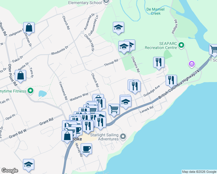 map of restaurants, bars, coffee shops, grocery stores, and more near in Sooke