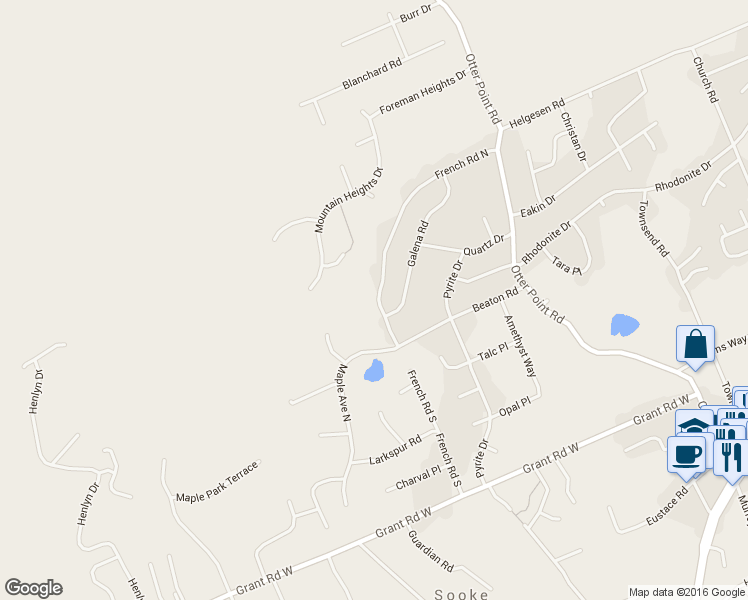 map of restaurants, bars, coffee shops, grocery stores, and more near 2300 French Road North in Sooke