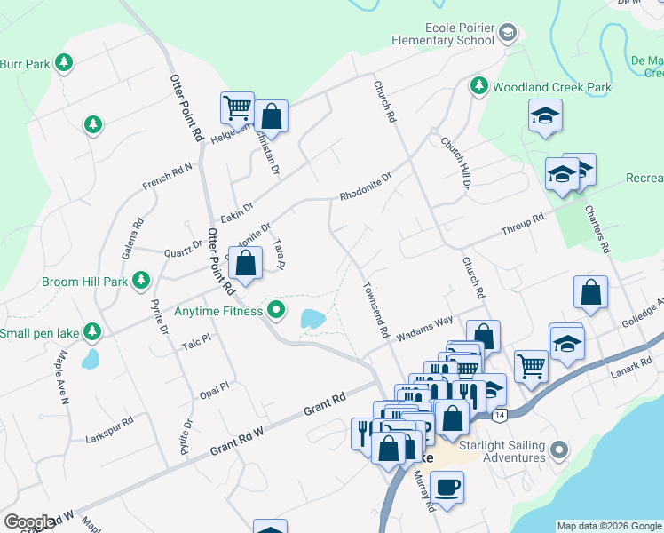 map of restaurants, bars, coffee shops, grocery stores, and more near 2258 Townsend Road in Sooke
