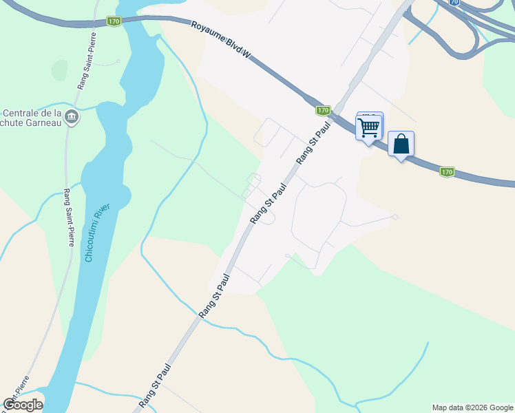 map of restaurants, bars, coffee shops, grocery stores, and more near Rang Saint Paul in Saguenay