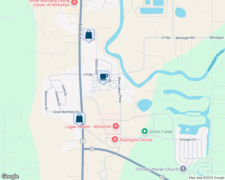 map of restaurants, bars, coffee shops, grocery stores, and more near 619 Blackberry Loop in Whitefish