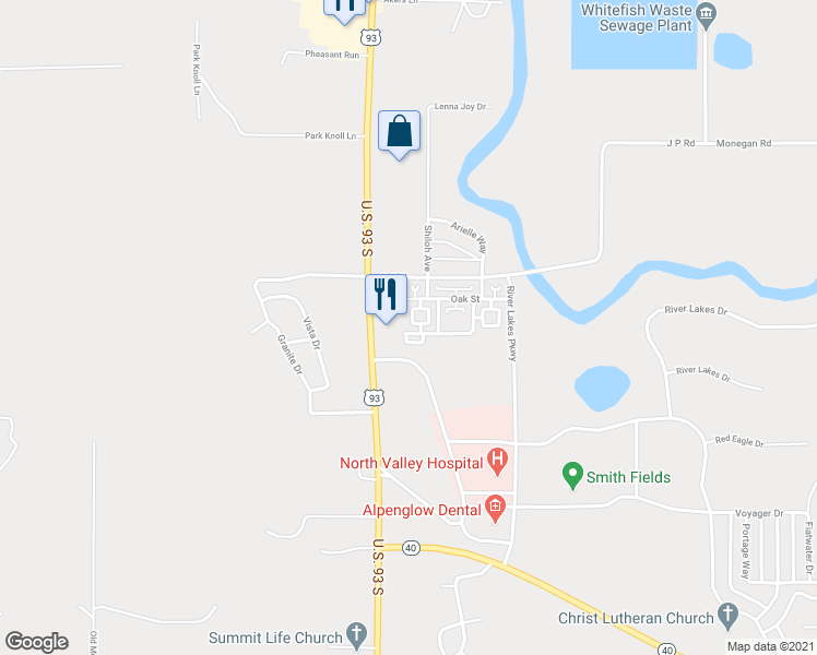 map of restaurants, bars, coffee shops, grocery stores, and more near 230 Hickory Loop in Whitefish