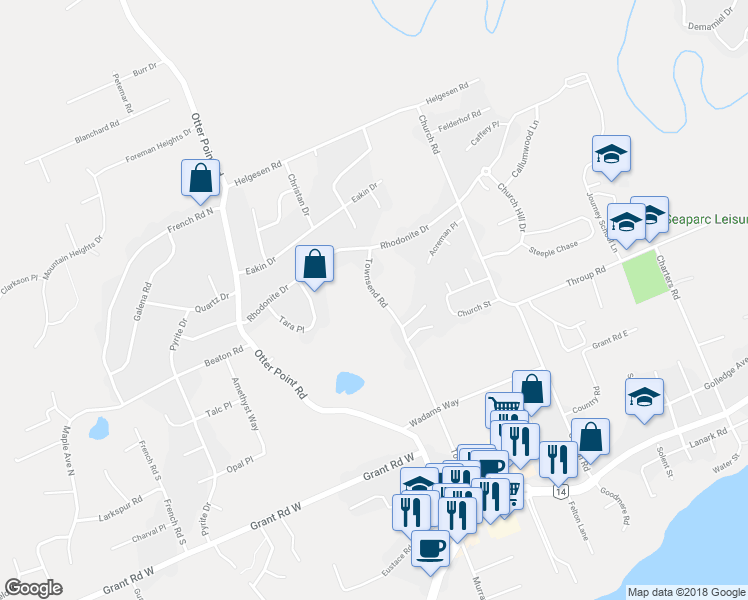 map of restaurants, bars, coffee shops, grocery stores, and more near 2258 Townsend Road in Sooke