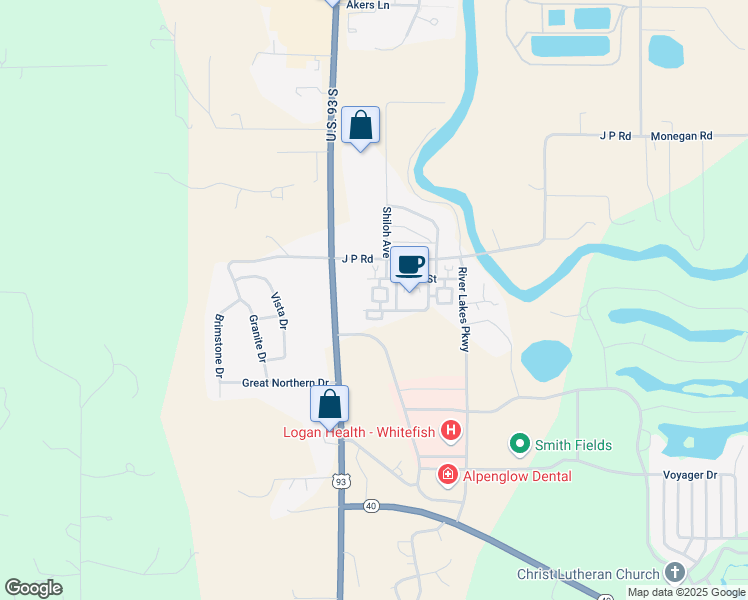 map of restaurants, bars, coffee shops, grocery stores, and more near 230 Hickory Loop in Whitefish