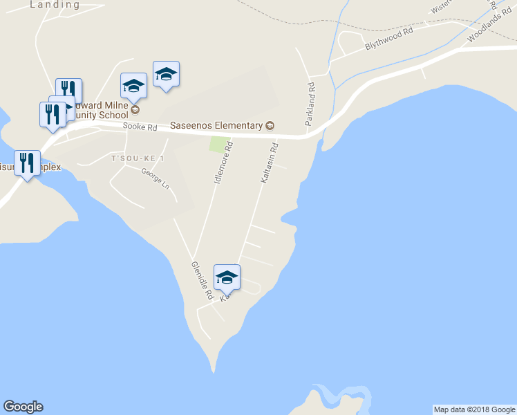 map of restaurants, bars, coffee shops, grocery stores, and more near 2019 Kaltasin Road in Sooke