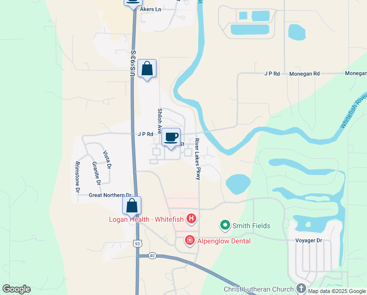 map of restaurants, bars, coffee shops, grocery stores, and more near 619 Blackberry Loop in Whitefish