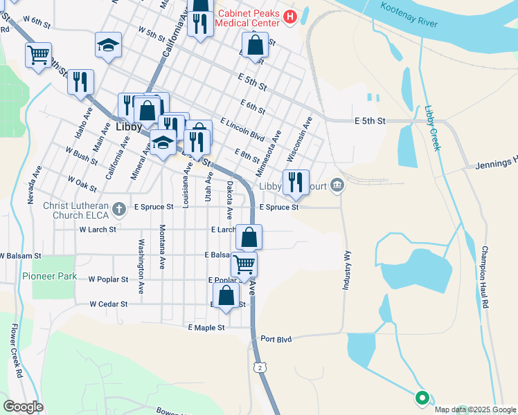 map of restaurants, bars, coffee shops, grocery stores, and more near 1035-1099 Minnesota Avenue in Libby