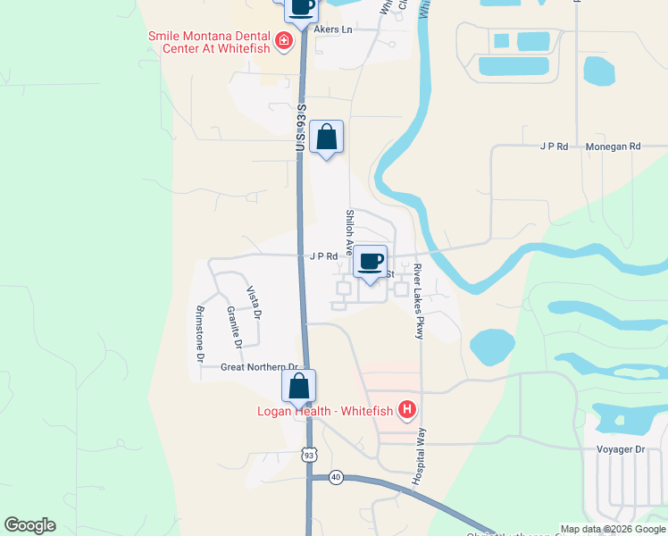 map of restaurants, bars, coffee shops, grocery stores, and more near 6195 U.S. 93 in Whitefish