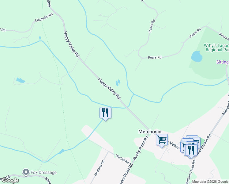 map of restaurants, bars, coffee shops, grocery stores, and more near 4355 Happy Valley Road in Victoria