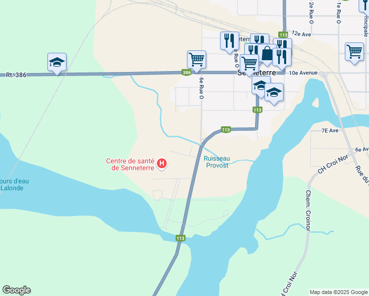 map of restaurants, bars, coffee shops, grocery stores, and more near 1 Rue Joseph-Gagné in Senneterre