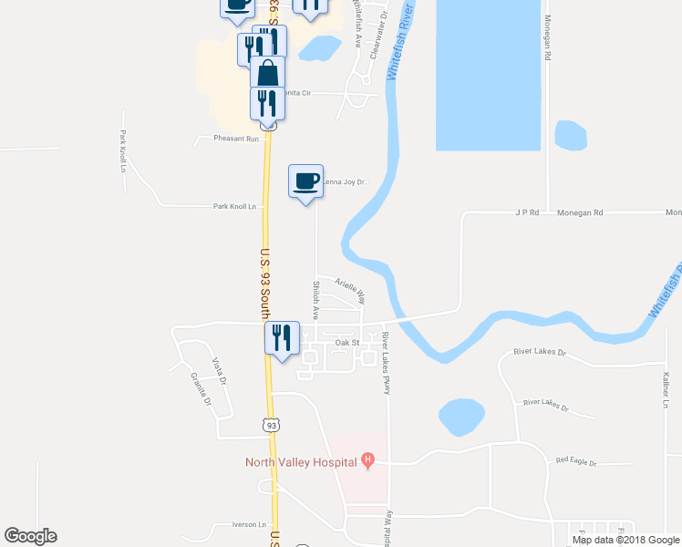 map of restaurants, bars, coffee shops, grocery stores, and more near 191 Arielle Way in Whitefish