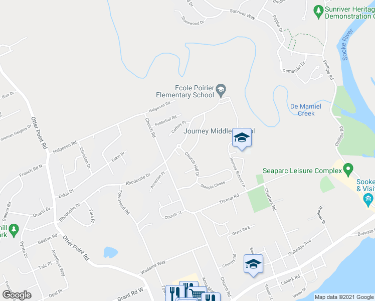 map of restaurants, bars, coffee shops, grocery stores, and more near 6584 Callumwood Lane in Sooke
