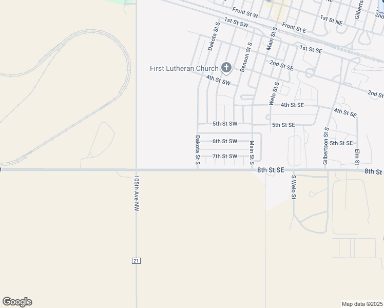 map of restaurants, bars, coffee shops, grocery stores, and more near 213 6th Street Southwest in Tioga