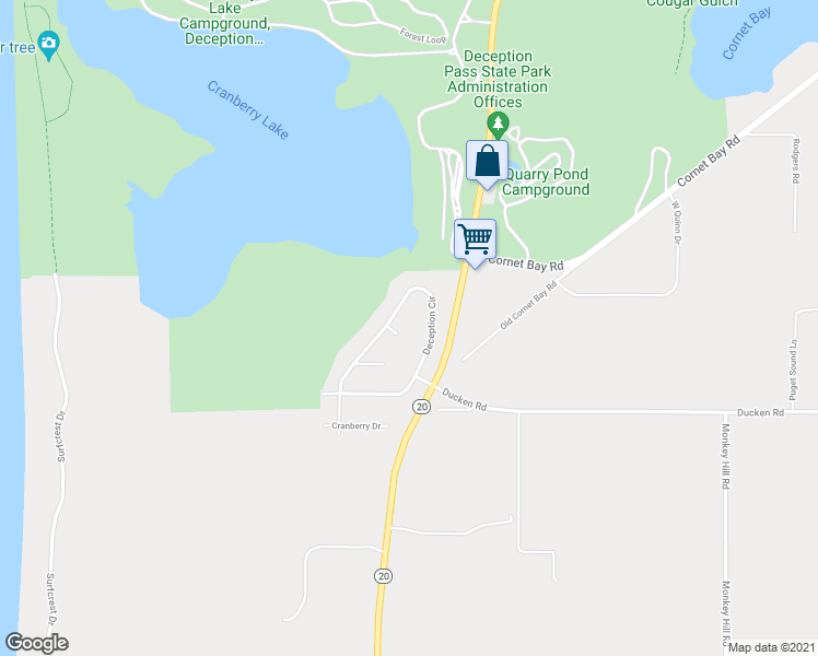 map of restaurants, bars, coffee shops, grocery stores, and more near 636 West Quail Ridge Place in Oak Harbor