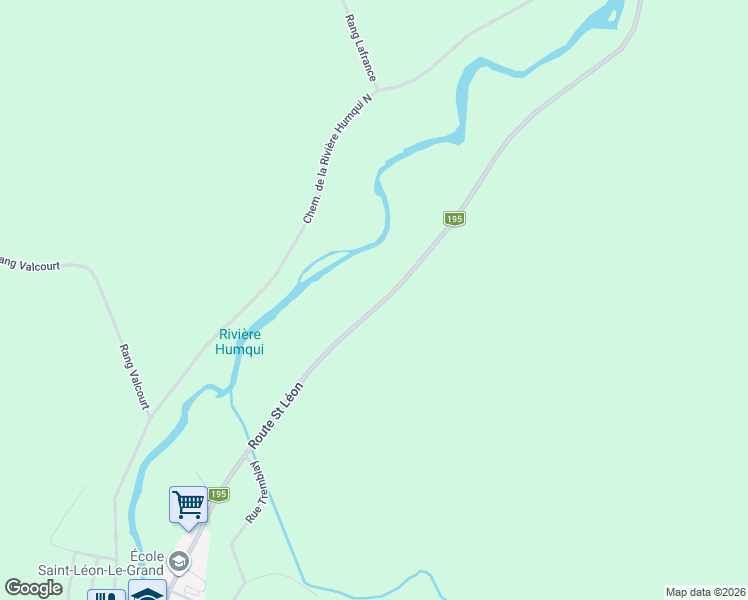 map of restaurants, bars, coffee shops, grocery stores, and more near 172 Québec 195 in Saint-Léon-le-Grand