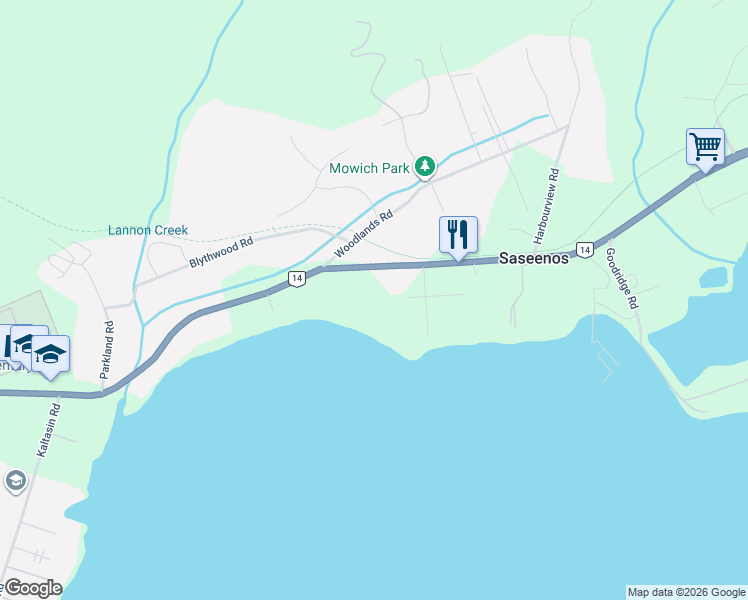 map of restaurants, bars, coffee shops, grocery stores, and more near 5770 Siasong Road in Sooke